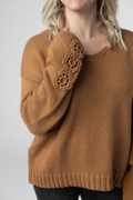 IN STOCK Crochet Sleeve Top - Camel