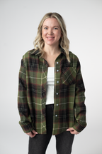 IN STOCK Finley Plaid Top - Olive and Brown