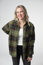 IN STOCK Finley Plaid Top - Olive and Brown