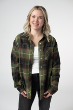 IN STOCK Finley Plaid Top - Olive and Brown