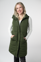 IN STOCK Harlow Long Vest - Dark Olive