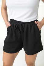 IN STOCK Weslie Waffle Shorts - Black