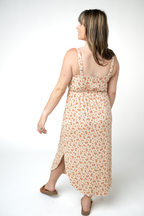 IN STOCK Reagan Ribbed Midi Dress - Sand and Rust Floral