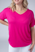 IN STOCK Chloe Cozy Top - Hot Pink FINAL SALE