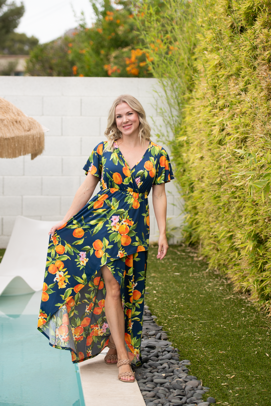 IN STOCK Harley High-Low Dress - Navy Citrus FINAL SALE