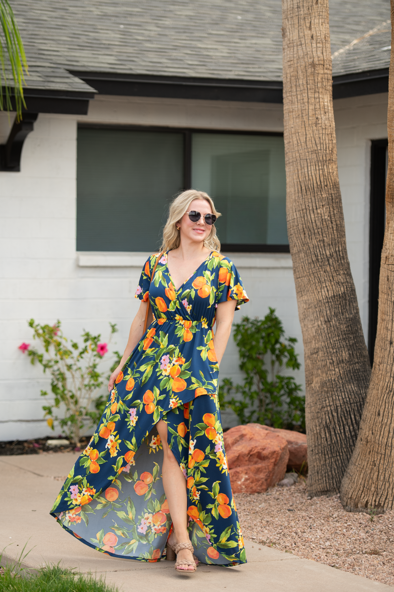 IN STOCK Harley High-Low Dress - Navy Citrus FINAL SALE