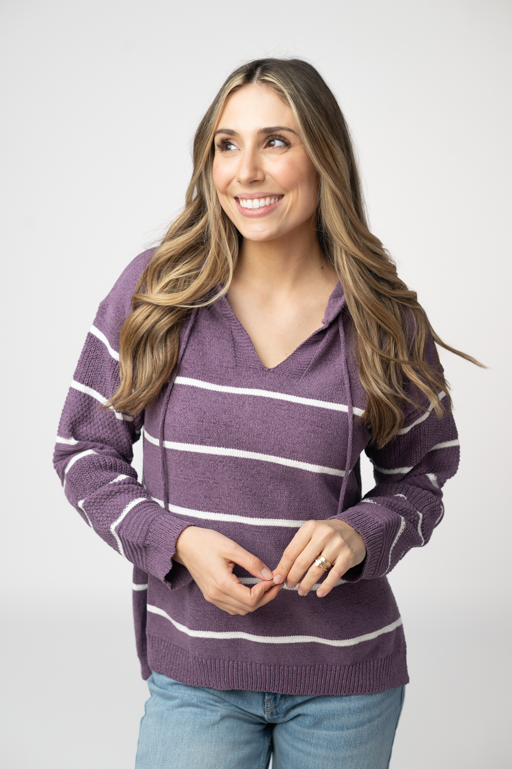 IN STOCK Maddie Striped Hoodie - Purple