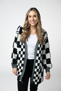 IN STOCK Long Checkered Pocket Cardigan - Black and White