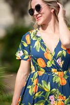 IN STOCK Harley High-Low Dress - Navy Citrus FINAL SALE