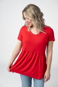 IN STOCK Sarah Ruffle Short Sleeve - Red FINAL SALE