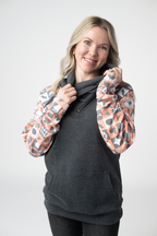 IN STOCK Zoey ZipCowl Sweatshirt -Trick-or-Treat Checkered and Charcoal