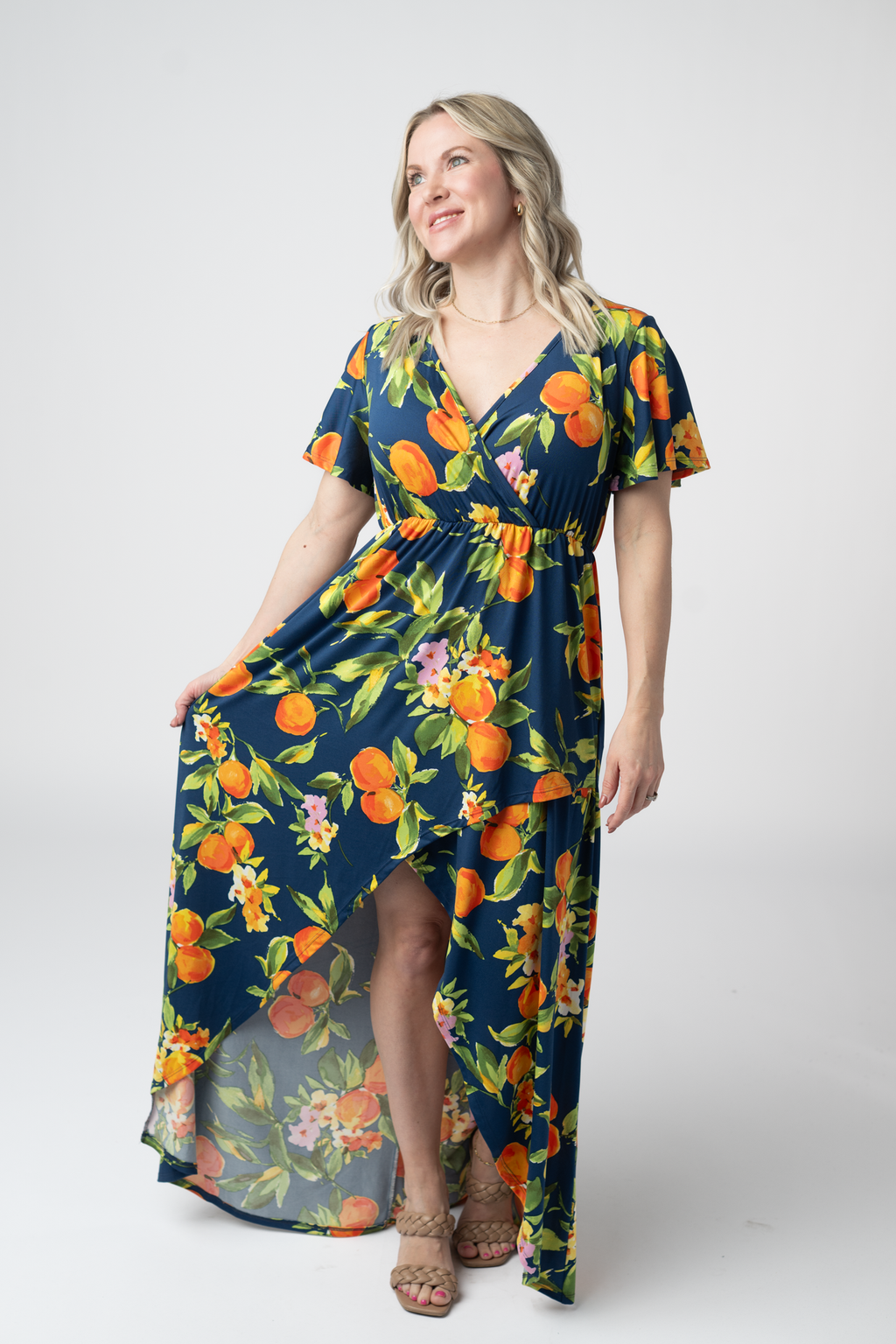 IN STOCK Harley High-Low Dress - Navy Citrus FINAL SALE