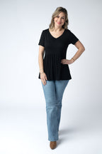 IN STOCK Sarah Ruffle Short Sleeve - Black FINAL SALE