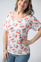 IN STOCK Chloe Cozy Top - Patriotic Cherries FINAL SALE