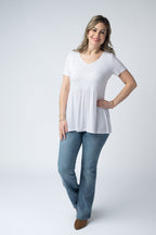 IN STOCK Sarah Ruffle Short Sleeve - White FINAL SALE