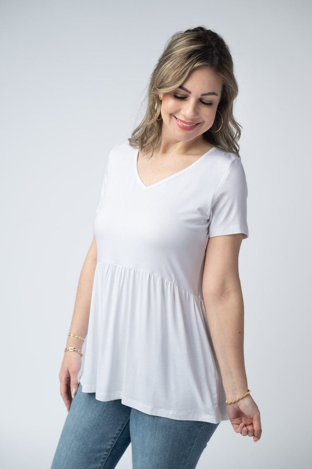 IN STOCK Sarah Ruffle Short Sleeve - White FINAL SALE