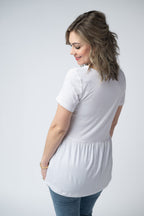 IN STOCK Sarah Ruffle Short Sleeve - White FINAL SALE