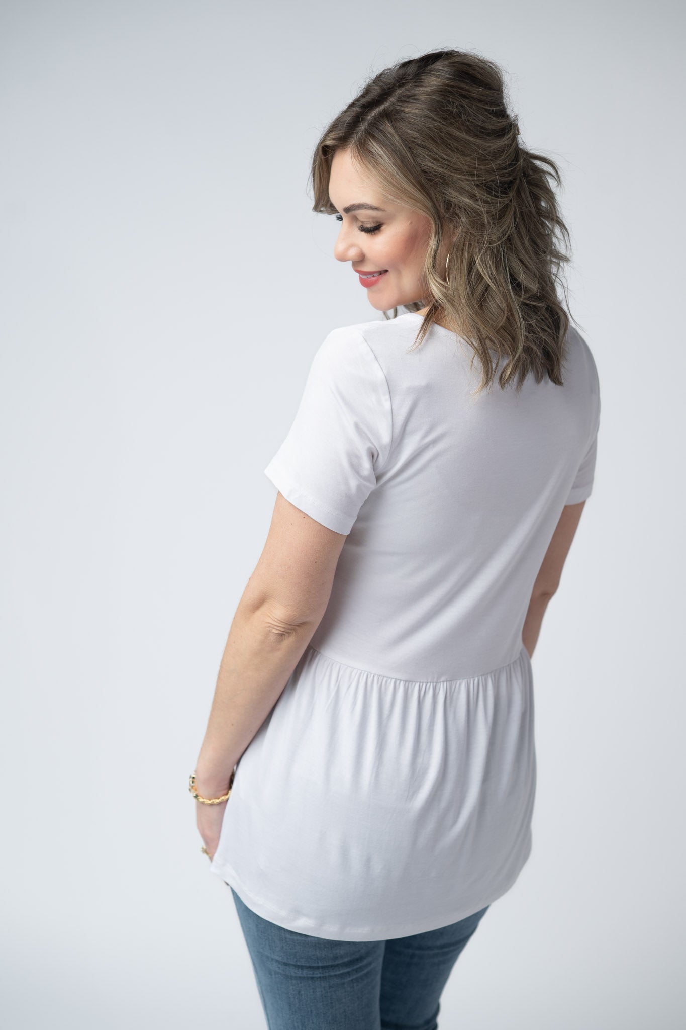 IN STOCK Sarah Ruffle Short Sleeve - White FINAL SALE