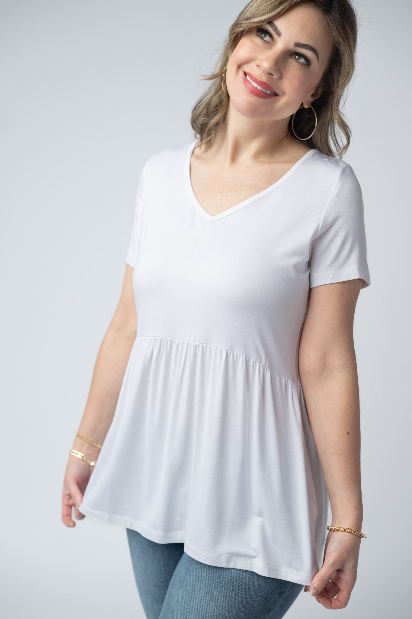 IN STOCK Sarah Ruffle Short Sleeve - White FINAL SALE