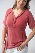 IN STOCK Juliette Button Top - Red FINAL SALE