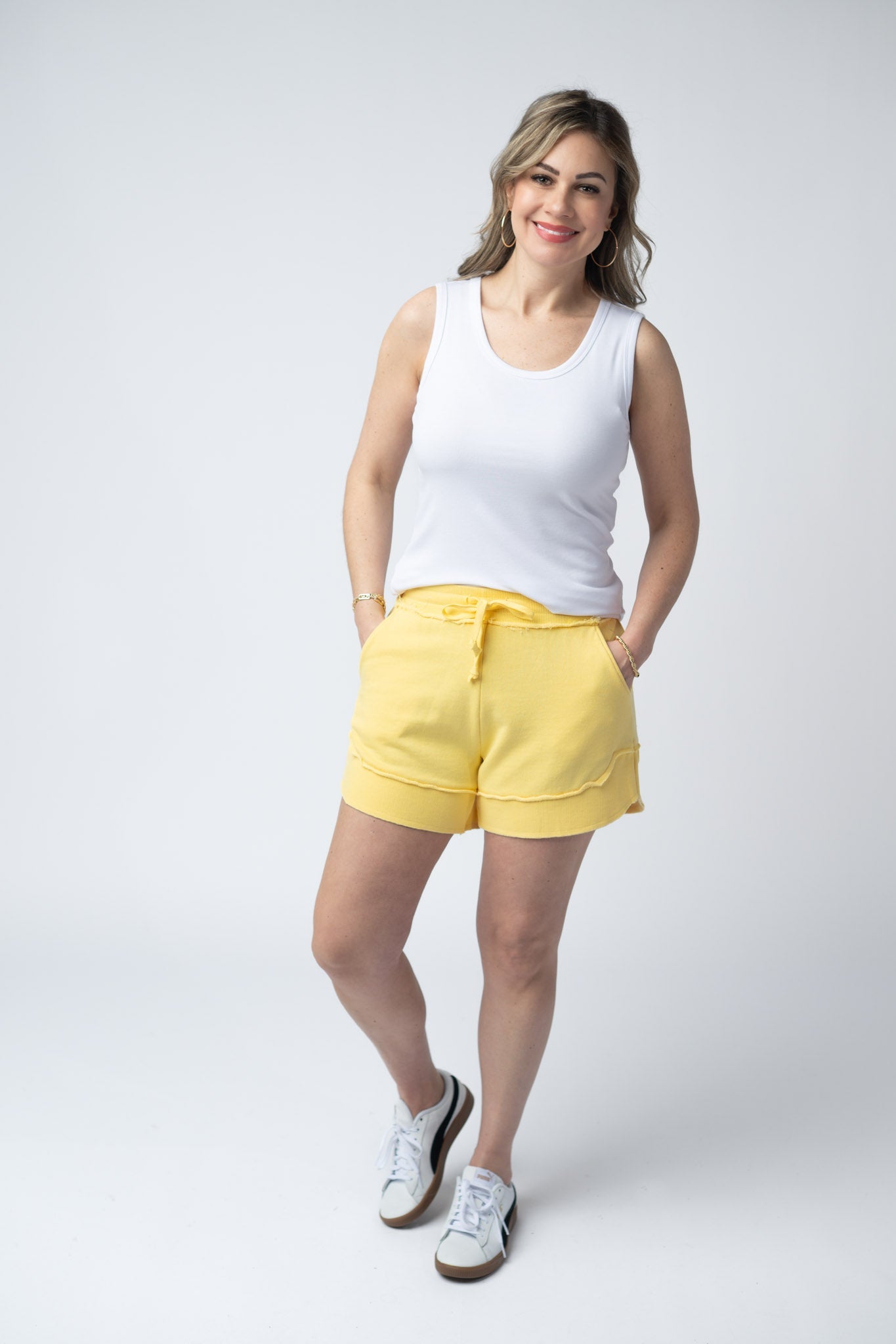 IN STOCK French Terry Stevie Shorts - Lemon FINAL SALE