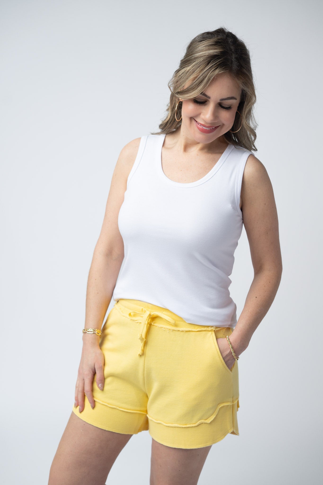 IN STOCK French Terry Stevie Shorts - Lemon FINAL SALE
