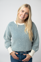 IN STOCK Charlotte Sweater - Teal and Ivory