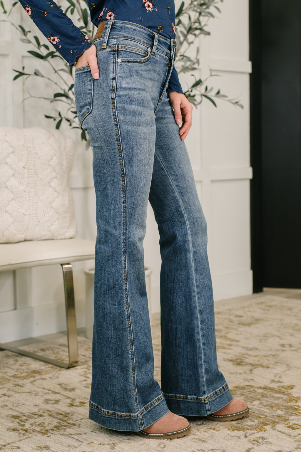 Eva High Waist Flare Tummy Control Double Button WB