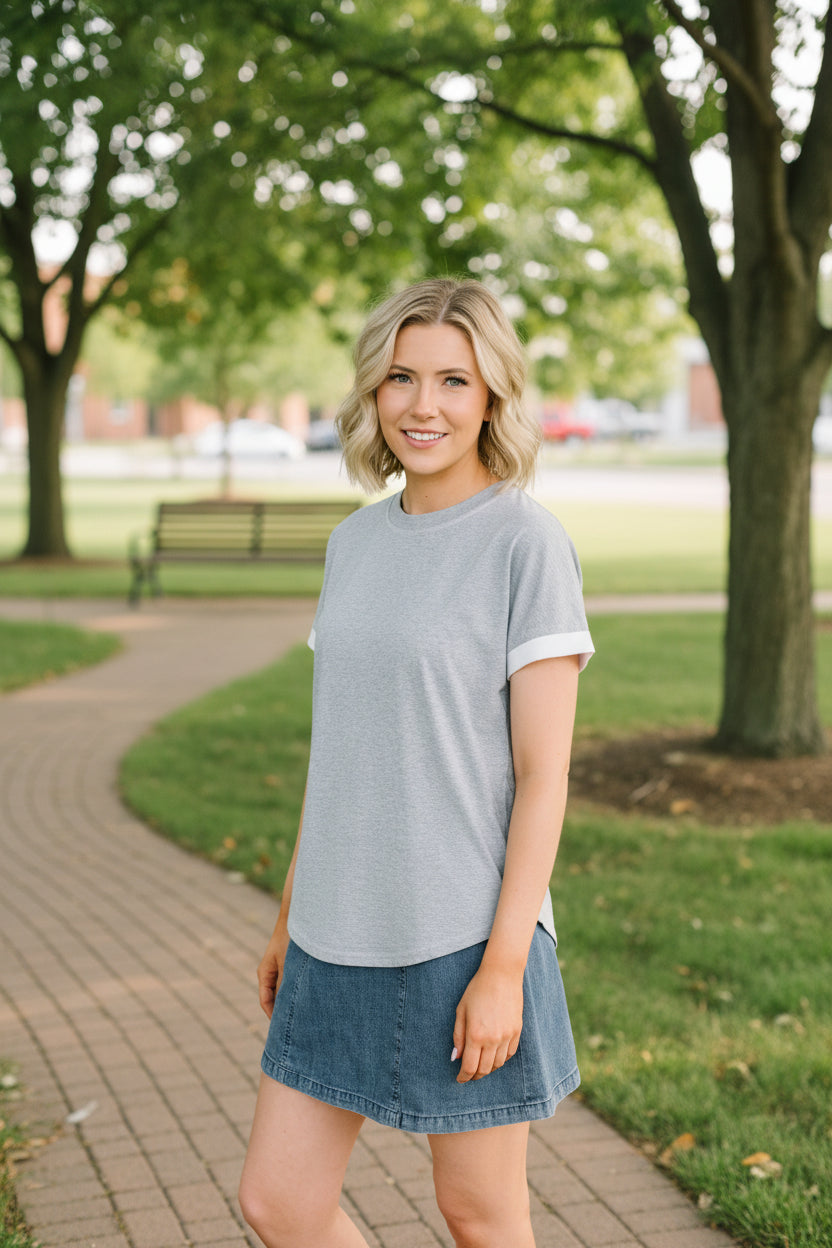 Feel Alright  Two Tone Contrast in Heather Grey