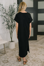 Fix You Right Up Short Sleeve Midi Dress in Black