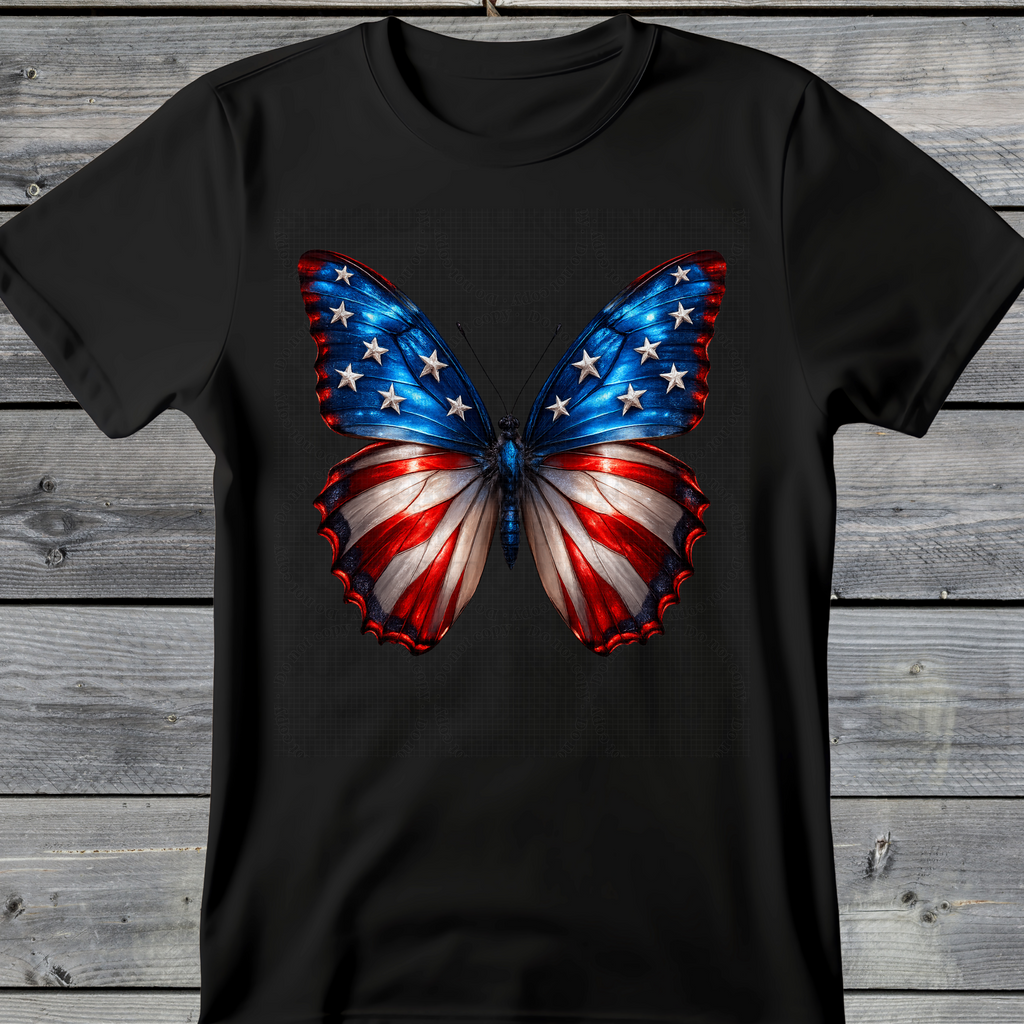 Wholesale Summer Fun Collab Graphic Tee Collection - Freedom Wings Black Tee