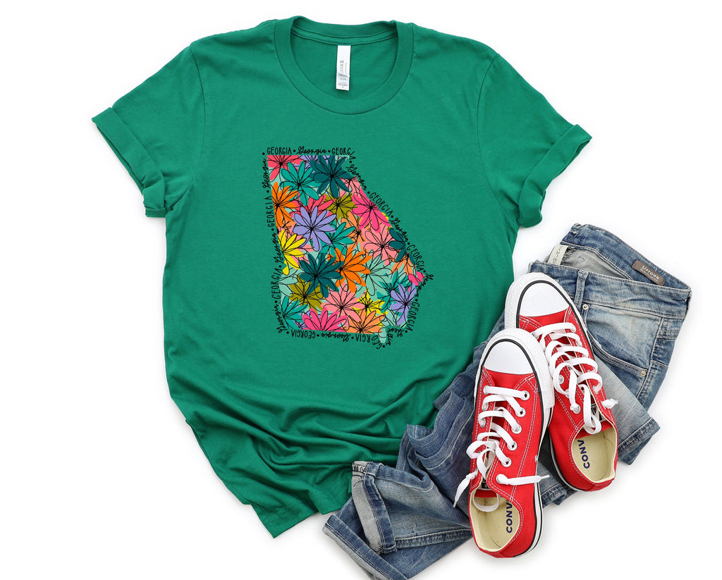 Wholesale Georgia Floral Graphic Tee - White