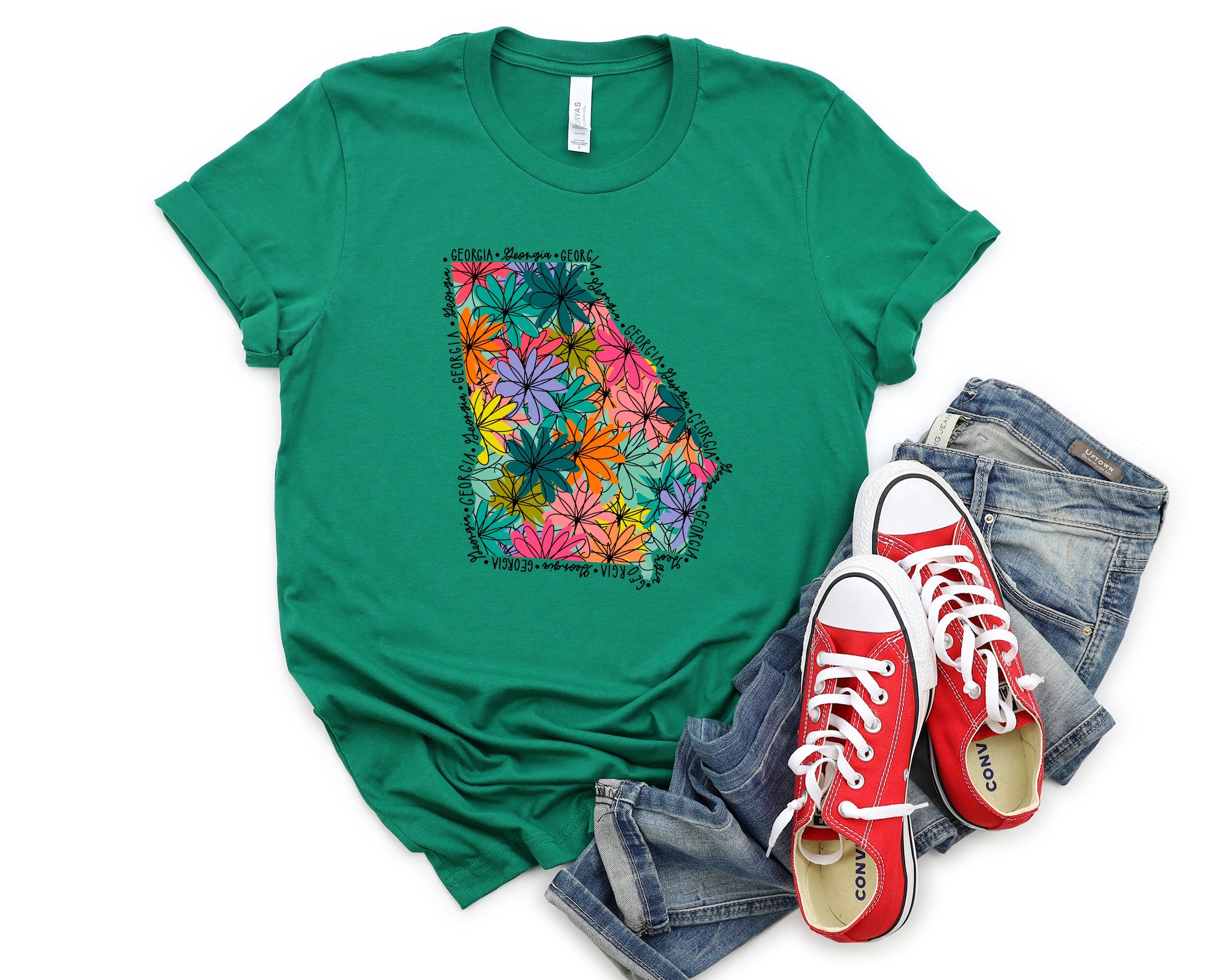 Wholesale Georgia Floral Graphic Tee - White