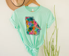 Wholesale Georgia Floral Graphic Tee - Kelly Green