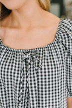 Great Gingham Square Neck Blouse