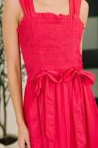 Hold Me Down Midi Dress in Fuchsia