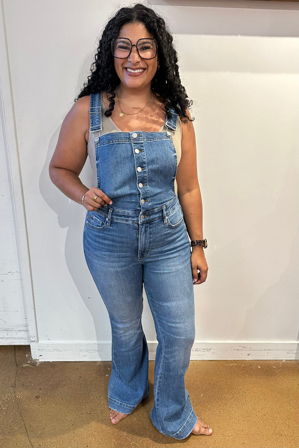 Izzy Control Top Retro Flare Overalls