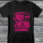 Wholesale Summer Fun Collab Graphic Tee Collection - I'm Ok Skeleton Black Tee
