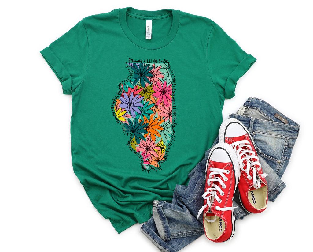 Wholesale Illionis Floral Graphic Tee - White