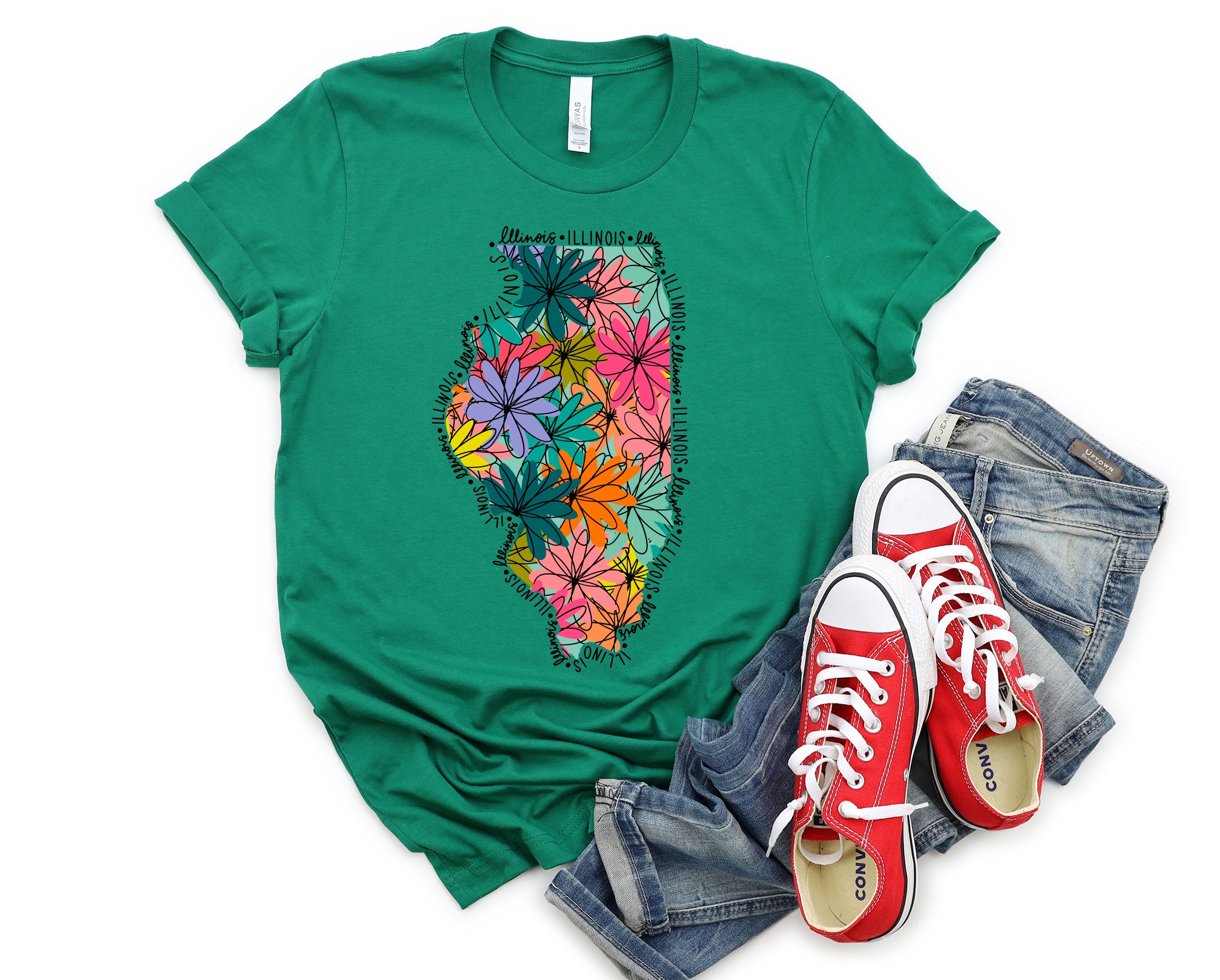 Wholesale Illionis Floral Graphic Tee - White