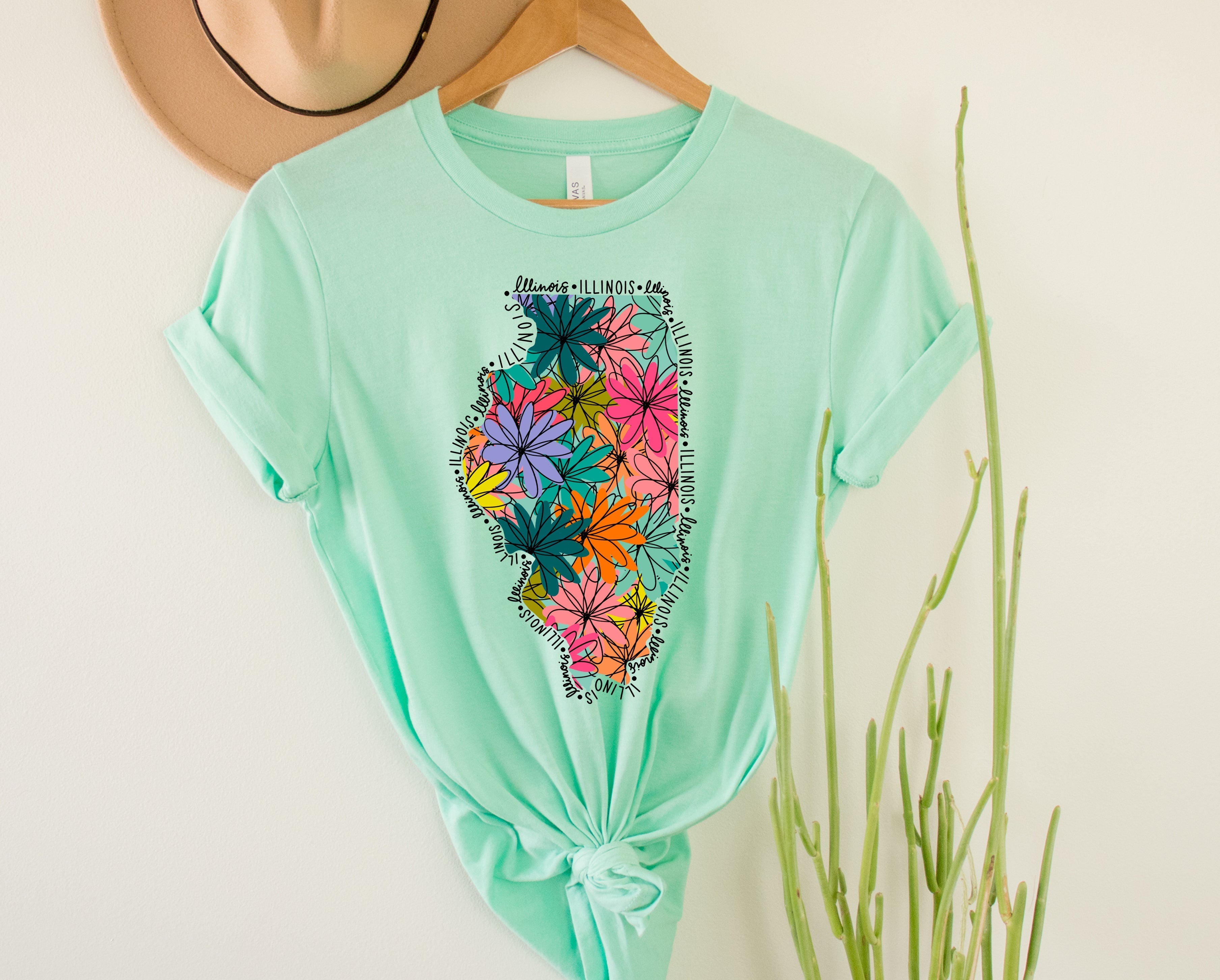 Wholesale Illionis Floral Graphic Tee - Kelly Green
