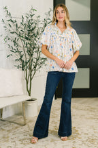 In All This Time Notch Neck Floral Blouse