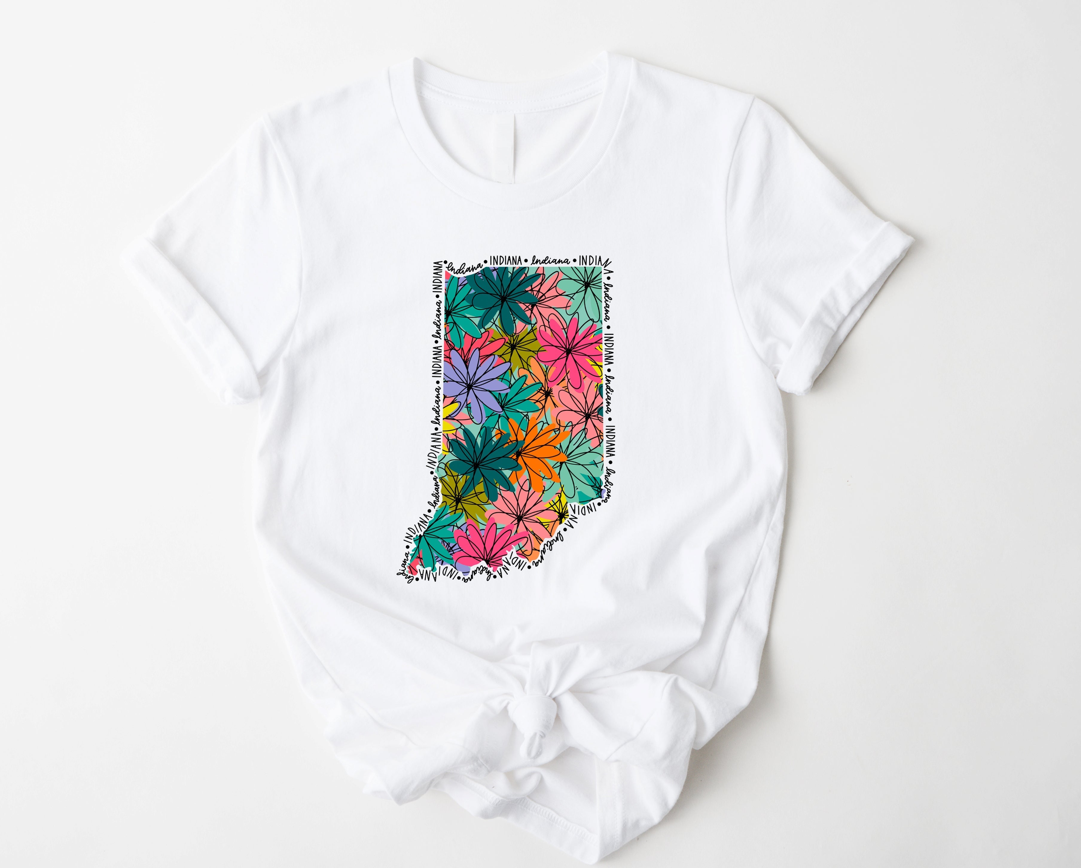 Wholesale Indiana Floral Graphic Tee - Mint