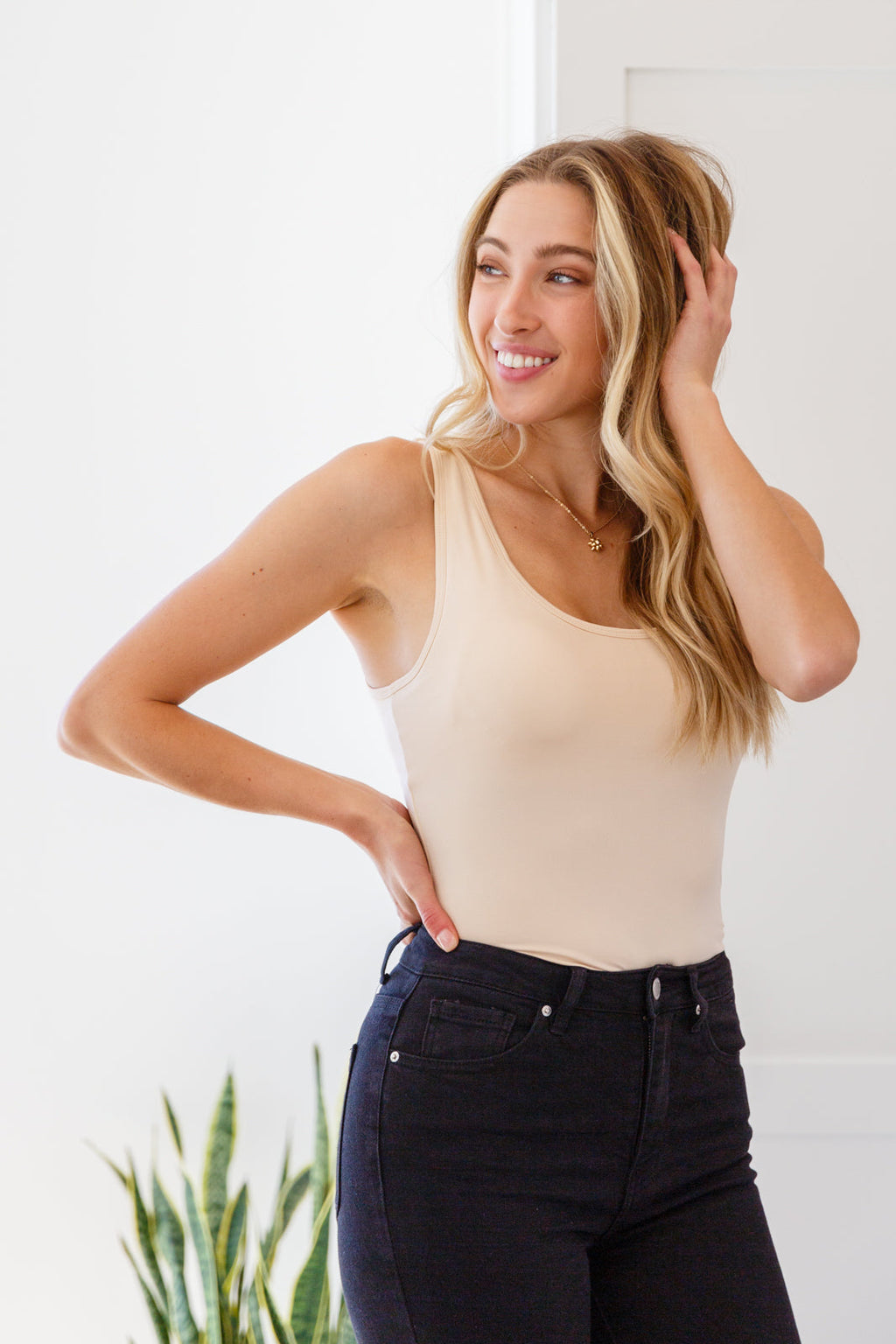 Keep Me Around Bodysuit in Beige