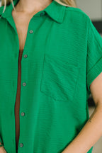 Keep Up Collared Button Down in Green