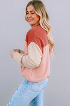 Rachel Block Long Sleeve Ribbed Loose Top