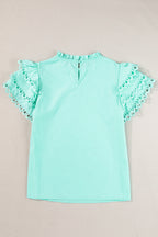 Jessie Layered Ric Rac Cap Sleeve Filled Neck Blouse
