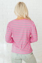 Giana Stripe Textured Knit Long Sleeve Top