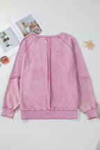 Jolie Waffle Exposed Seam Raglan Sweatshirt