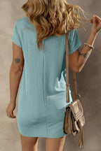 Mckenna Striped Ribbed Knit T-shirt Shift Dress